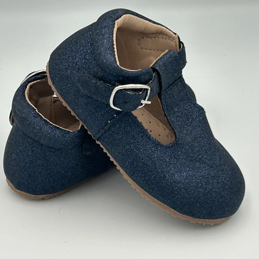 Sparkle Blue Silver Dress Party‎ Shoes A Bear Co Toddler Size 6 Buckle T Strap